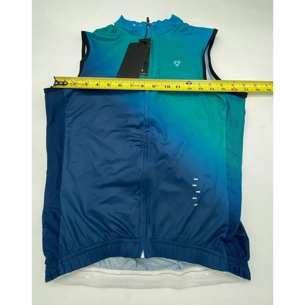 Sanpella Cycling Couture Women Small Blue Teal Ombre Sleeveless Wind Vest Gilet